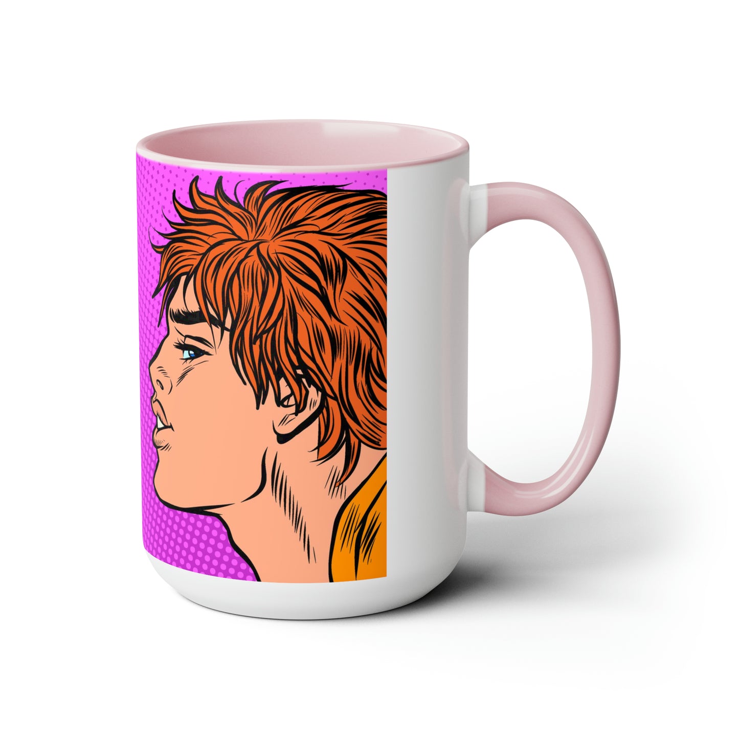 Two-Tone Coffee Mugs, 15oz - Gay Pop Art Kiss