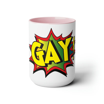 GAY! Two-Tone Coffee Mugs, 15oz