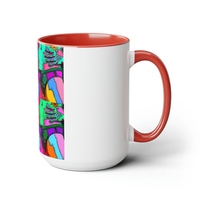 Pop Art Swim Suit Two-Tone Coffee Mugs, 15oz