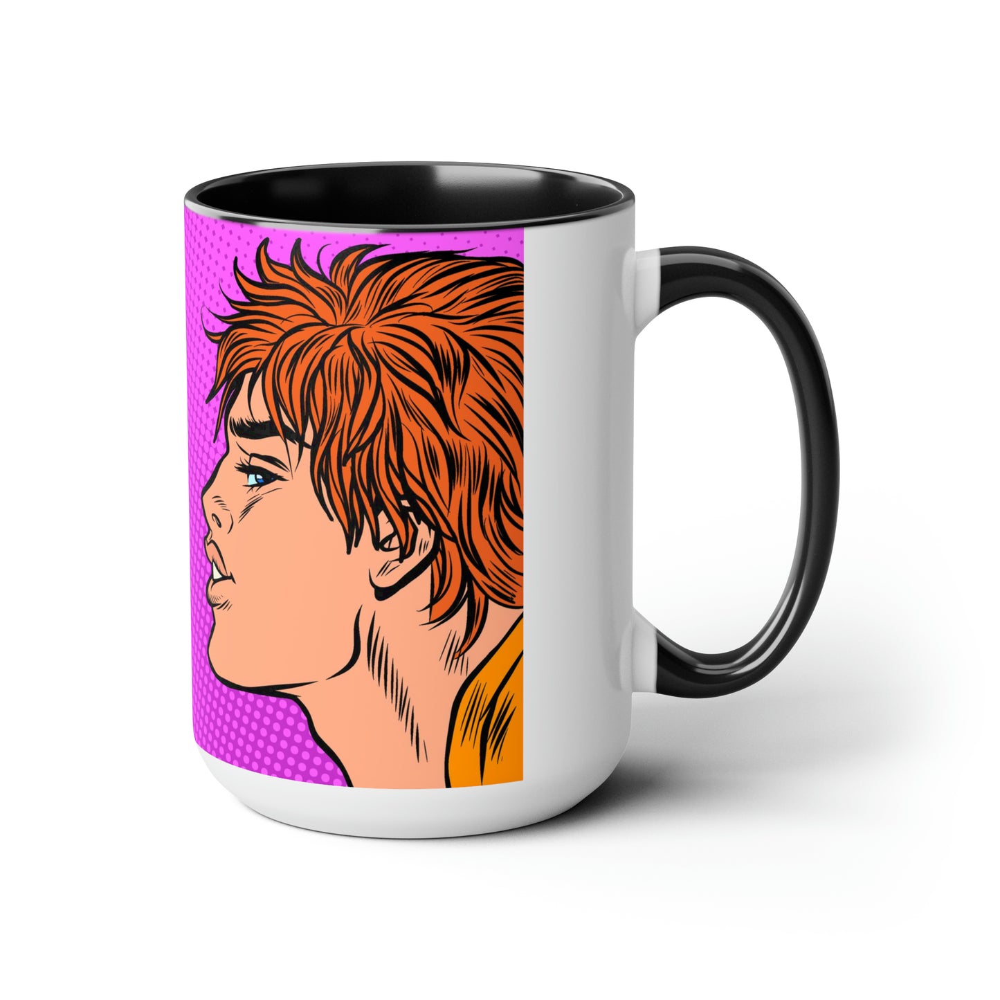 Two-Tone Coffee Mugs, 15oz - Gay Pop Art Kiss