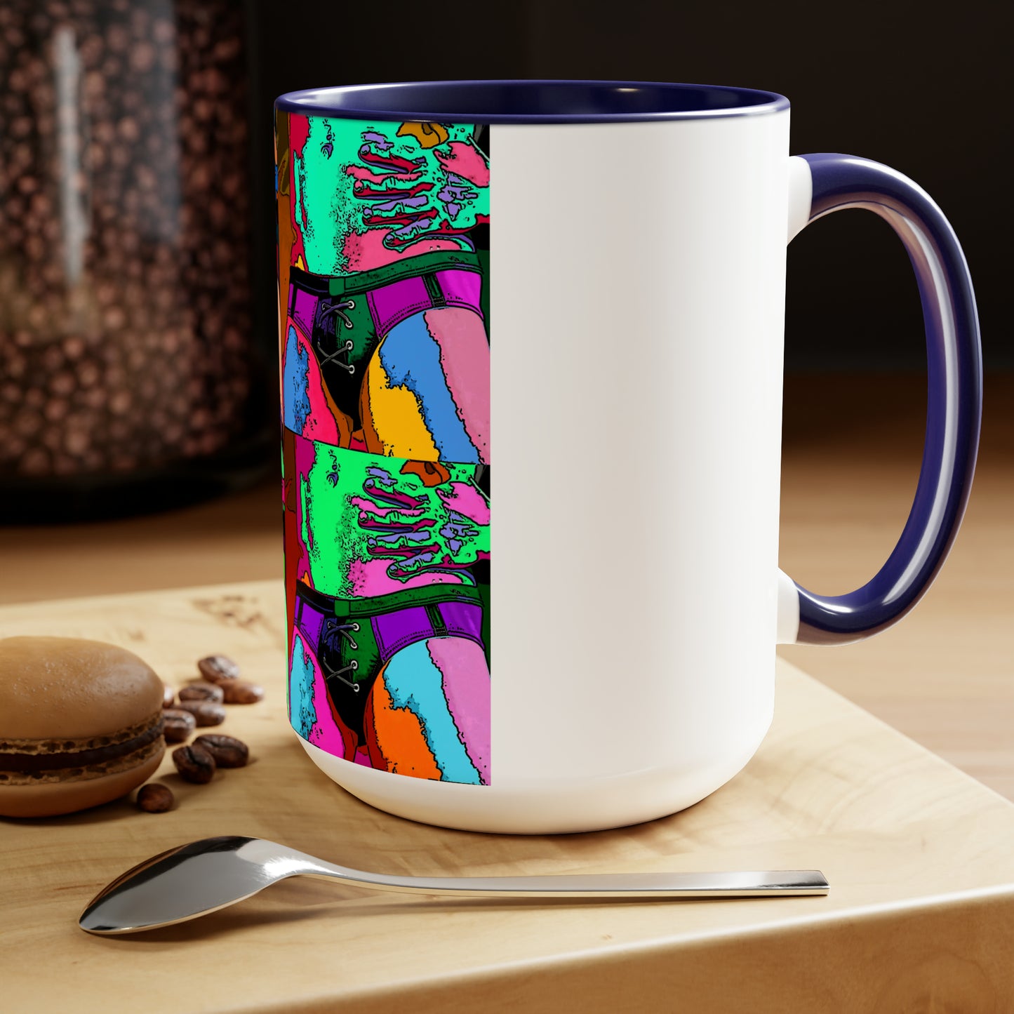 Pop Art Swim Suit Two-Tone Coffee Mugs, 15oz