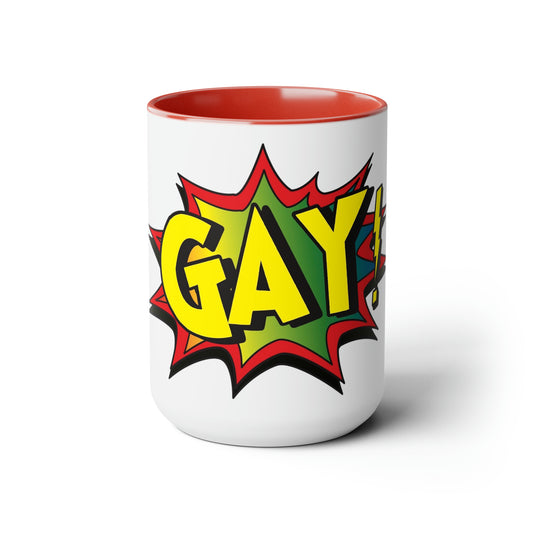 GAY! Two-Tone Coffee Mugs, 15oz