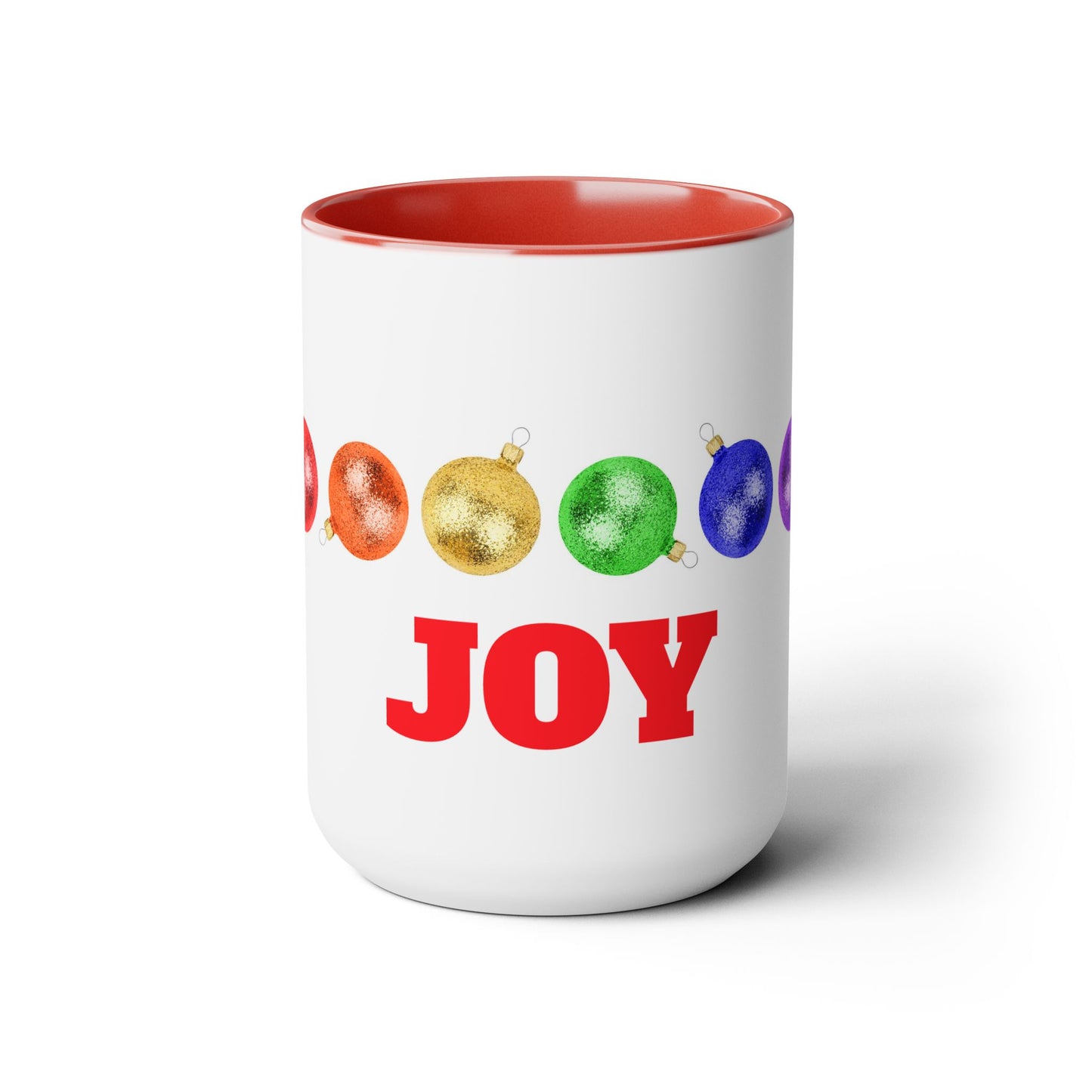 Holiday JOY Two-Tone Coffee Mugs, 15oz