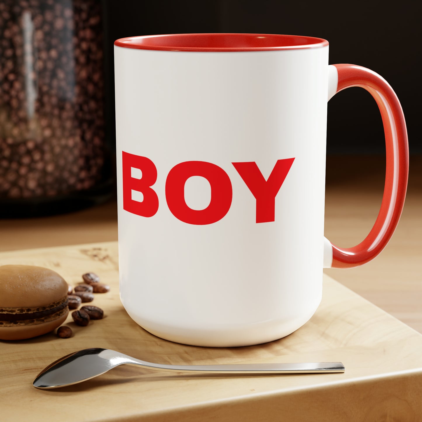 Two-Tone Coffee Mugs, 15oz - TOY BOY (Red)