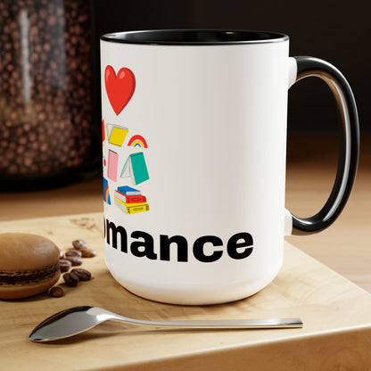 MM Romance Two-Tone Coffee Mugs, 15oz (Sans serif)