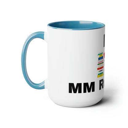 MM Romance Two-Tone Coffee Mugs, 15oz (Sans serif)