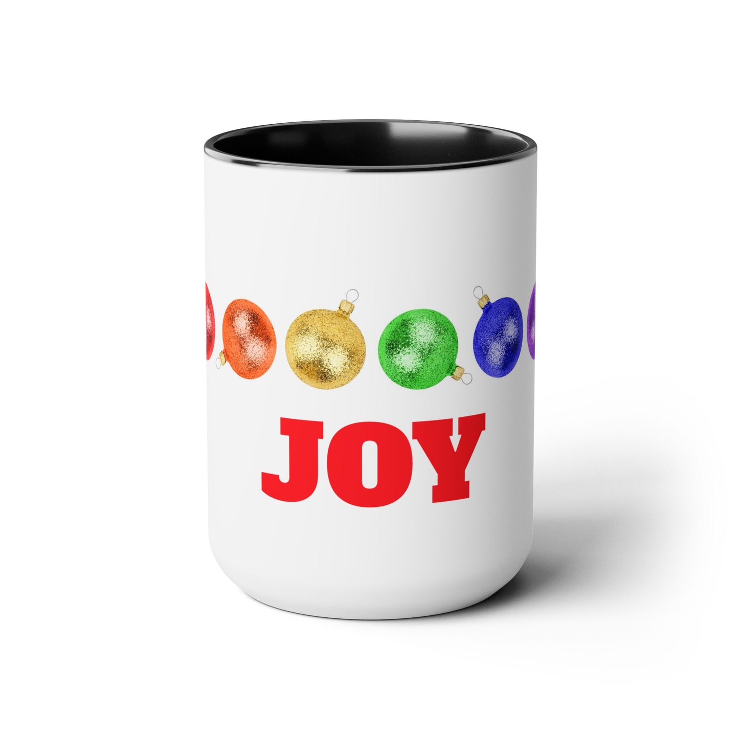 Holiday JOY Two-Tone Coffee Mugs, 15oz