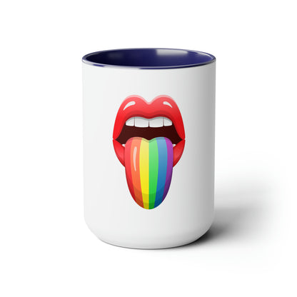 PRIDE Tongue Two-Tone Coffee Mugs, 15oz