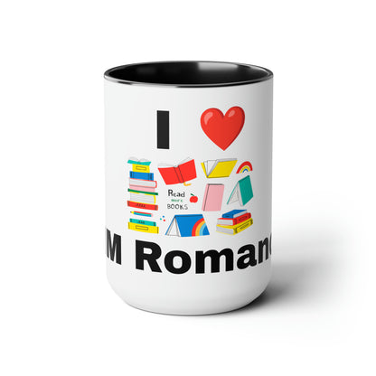 MM Romance Two-Tone Coffee Mugs, 15oz (Sans serif)