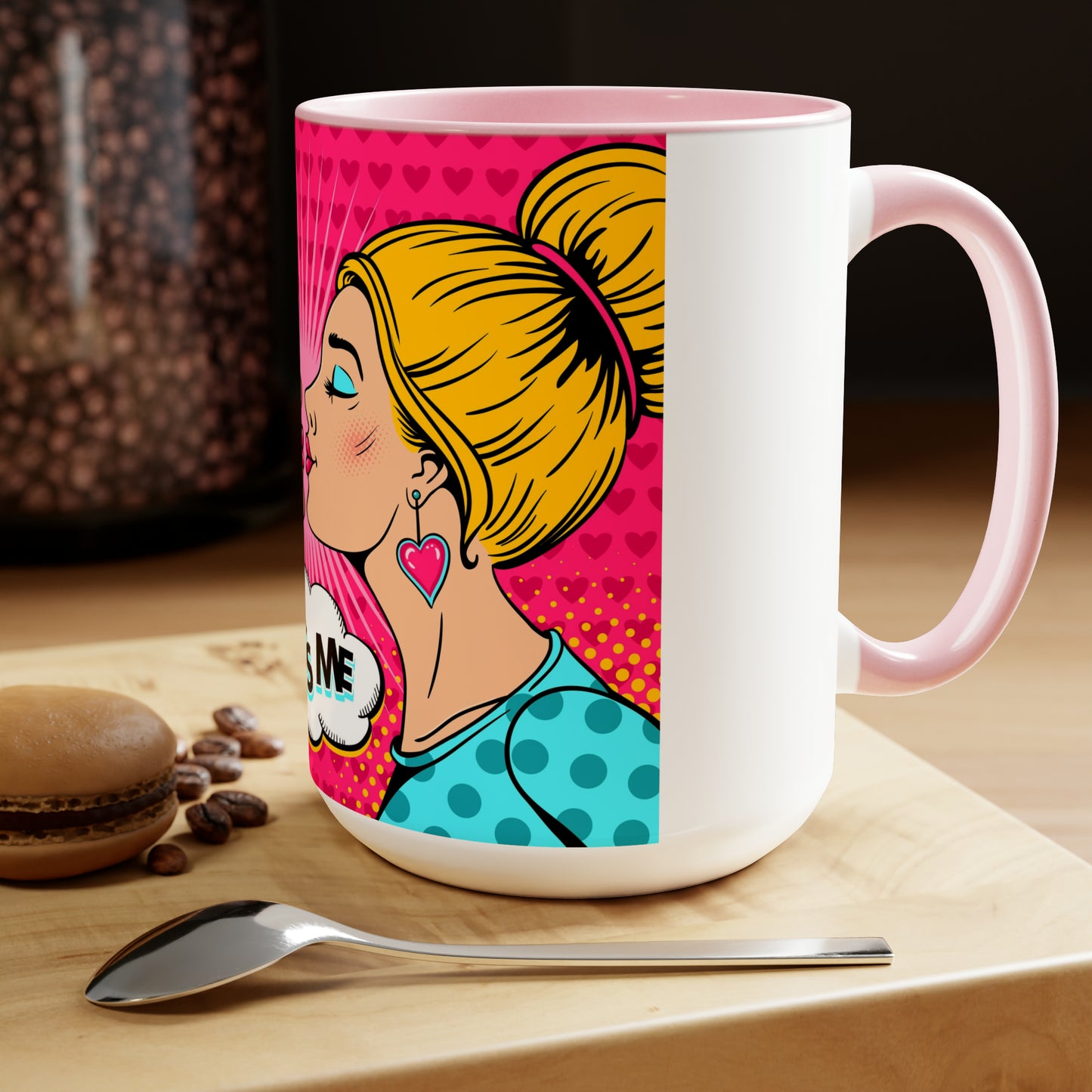 Lesbian Kiss Valentine Two-Tone Coffee Mugs, 15oz