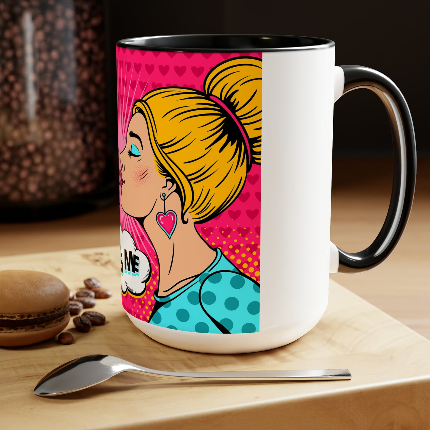 Lesbian Kiss Valentine Two-Tone Coffee Mugs, 15oz