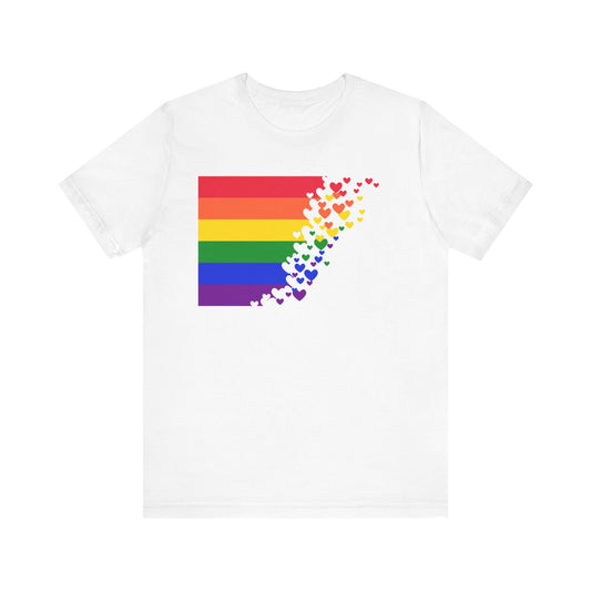 9A. PRIDE flag/hearts Unisex Jersey Short Sleeve Tee