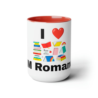 MM Romance Two-Tone Coffee Mugs, 15oz (Sans serif)