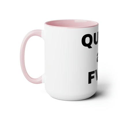 QUEER as FVCK Two-Tone Coffee Mugs, 15oz