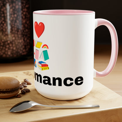 MM Romance Two-Tone Coffee Mugs, 15oz (Sans serif)