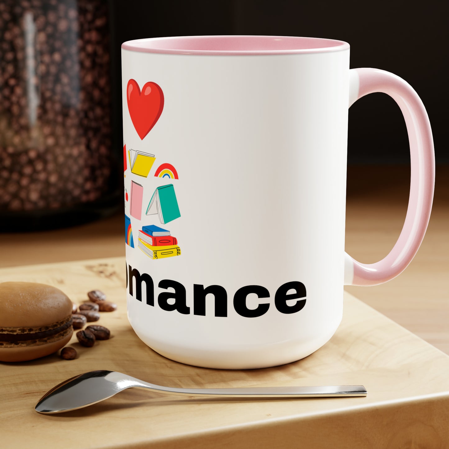 MM Romance Two-Tone Coffee Mugs, 15oz (Sans serif)